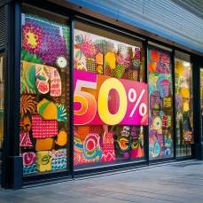 prin autocolant vitrina magazin